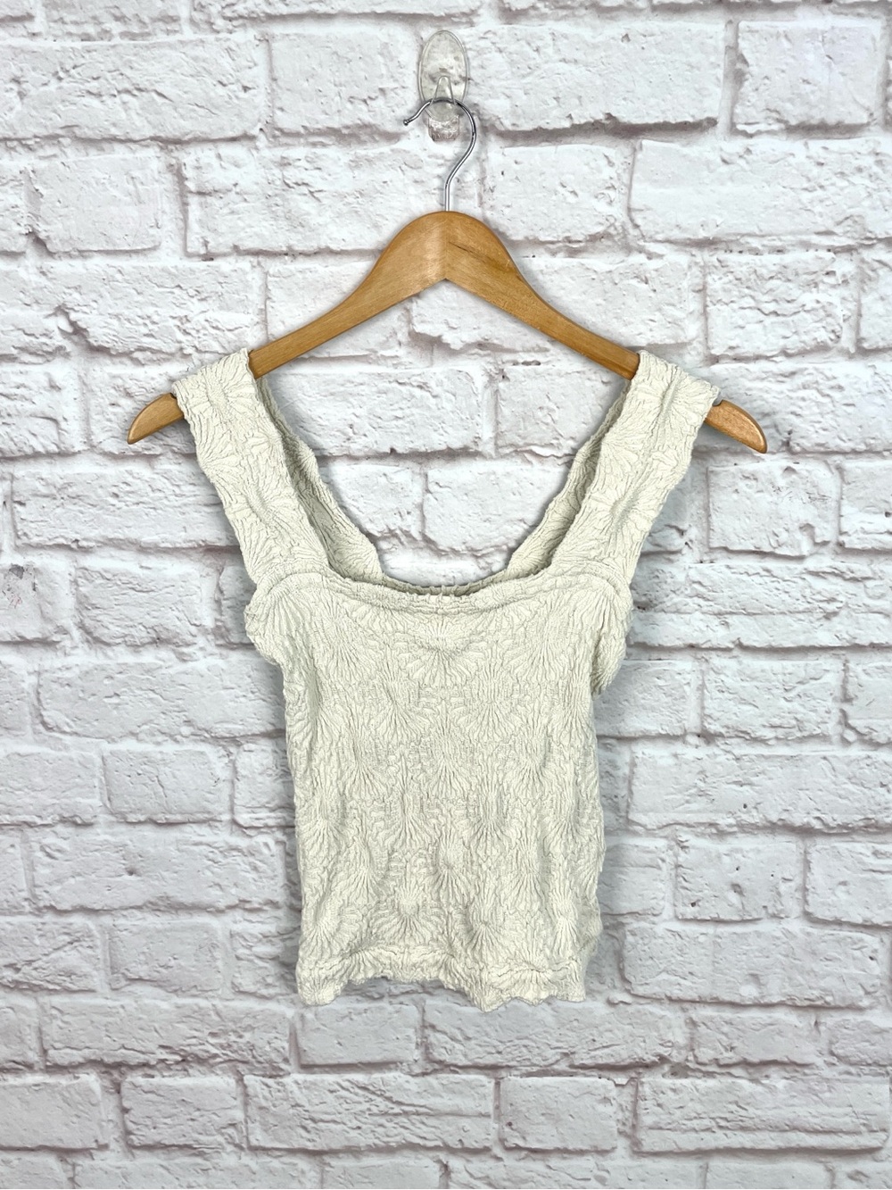 Free People Love Letter Cream Square Neck Cami Tank Size XS/S